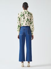LK Bennett Green Sonya Birch And Treetop Silk Wildflower Print Blouse - Image 3 of 6