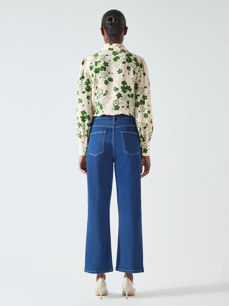LK Bennett Green Sonya Birch And Treetop Silk Wildflower Print Blouse - Image 3 of 6