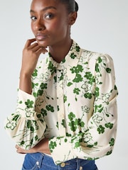 LK Bennett Green Sonya Birch And Treetop Silk Wildflower Print Blouse - Image 5 of 6