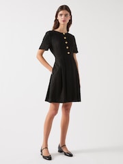 LK Bennett Black Lydia Linen Tailored Dress With Belt - Image 1 of 3