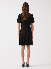LK Bennett Black Lydia Linen Tailored Dress With Belt - Image 2 of 3