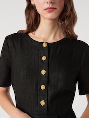 LK Bennett Black Lydia Linen Tailored Dress With Belt - Image 3 of 3
