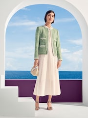LK Bennett Green Charlie Treetop & Birch Cotton Blend Tweed And Trim Jacket - Image 1 of 5