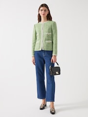 LK Bennett Green Charlie Treetop & Birch Cotton Blend Tweed And Trim Jacket - Image 3 of 5