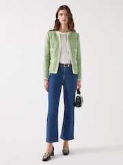 LK Bennett Green Charlie Treetop & Birch Cotton Blend Tweed And Trim Jacket - Image 4 of 5