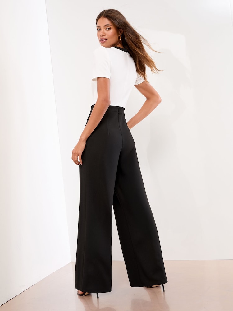 Lipsy Tipped Military Button Short Sleeve Jumpsuit - Bild 4 von 4