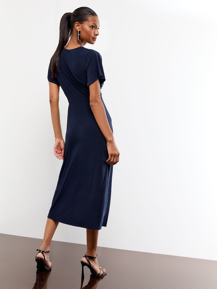 Lipsy Navy V-Neck Jersey Short Sleeve Midi Dress - Image 4 of 4