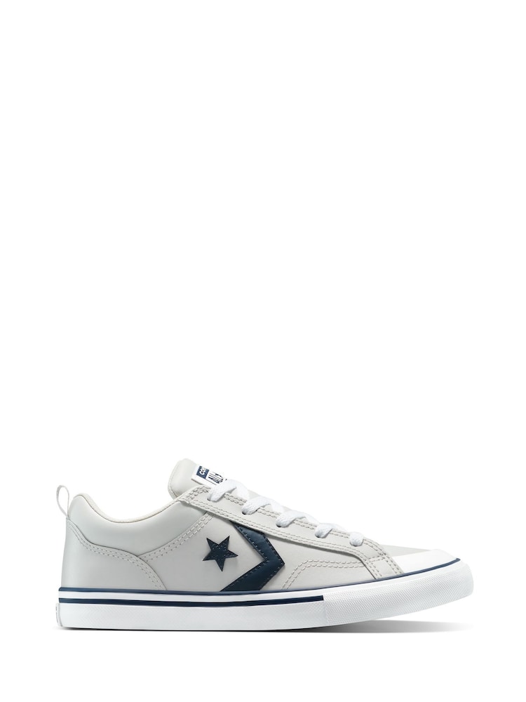Converse White Pro Blaze Strap Leather Trainers - Image 1 of 8