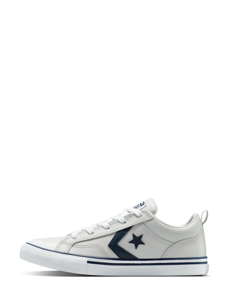 Converse White Pro Blaze Strap Leather Trainers - Image 2 of 8
