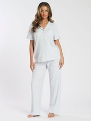 Loungeable Grey Luxury Brushed Rib Short Sleeve Traditional Set - Image 4 of 4