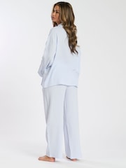 أزرق - Loungeable Waffle Long Sleeve Trousers Set - صورة 2 من 5
