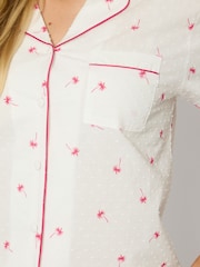 Loungeable White Printed Dobby Short Sleeve Traditional Shirt and Shorts Set - Image 6 of 6