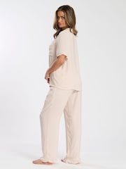 Loungeable Brown Ruffle Short Sleeve Pyjamas Set - Image 2 of 5