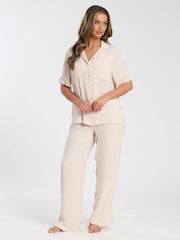 Loungeable Brown Ruffle Short Sleeve Pyjamas Set - Image 5 of 5
