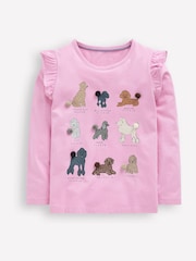 Boden Pink Long Sleeve Frill Logo Top - Image 1 of 3
