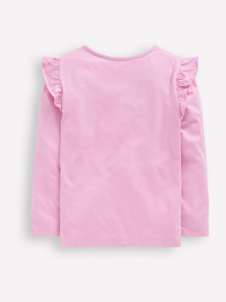 Boden Pink Long Sleeve Frill Logo Top - Image 2 of 3