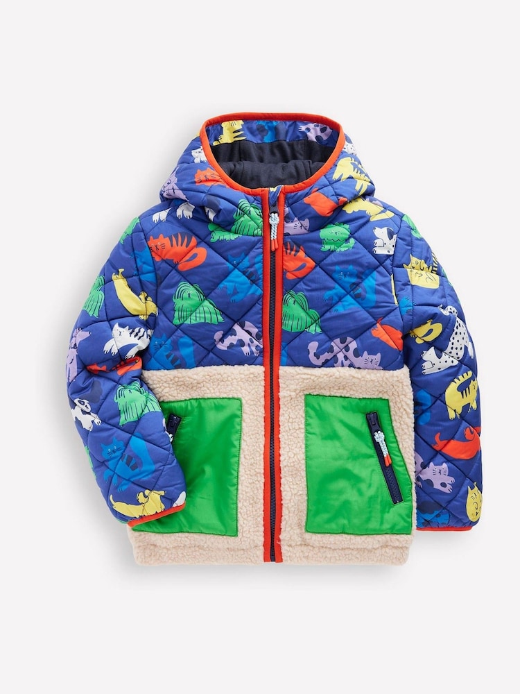 Boden Blue Fleece Mix Jacket - Image 1 of 5