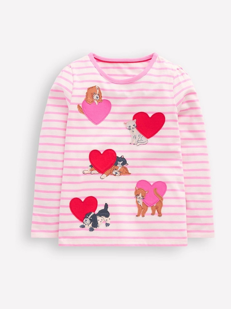 Boden Pink Puff Sleeve Applique 100% Cotton T-Shirt - Image 2 of 4 Boden Pink Puff Sleeve Applique 100% Cotton T-Shirt - Image 2 of 4