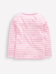 Boden Pink Puff Sleeve Applique 100% Cotton T-Shirt - Image 3 of 4