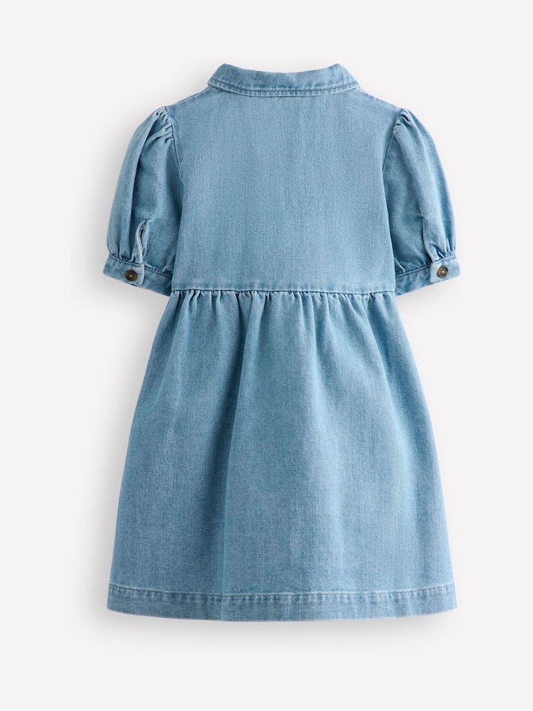 Boden Blue Strawberry Print Izzy Denim Shirt 100% Cotton Dress - Image 2 of 3 Boden Blue Strawberry Print Izzy Denim Shirt 100% Cotton Dress - Image 2 of 3