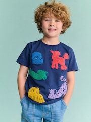Boden Blue 100% Cotton Bouclé T-Shirt - Image 1 of 4