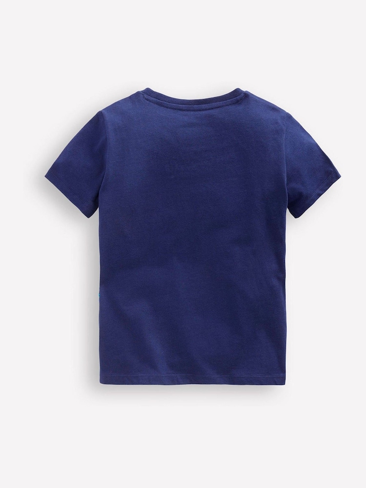 Boden Blue Shark 100% Cotton Chain Stitch T-Shirt - Image 2 of 3