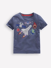 Boden Blue Space Glow Superstitch 100% Cotton T-Shirt - Image 2 of 4
