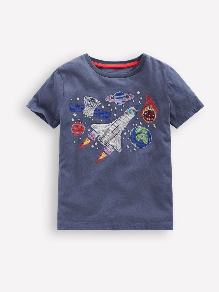 Boden Blue Space Glow Superstitch 100% Cotton T-Shirt - Image 2 of 4