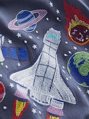 Boden Blue Space Glow Superstitch 100% Cotton T-Shirt - Image 4 of 4