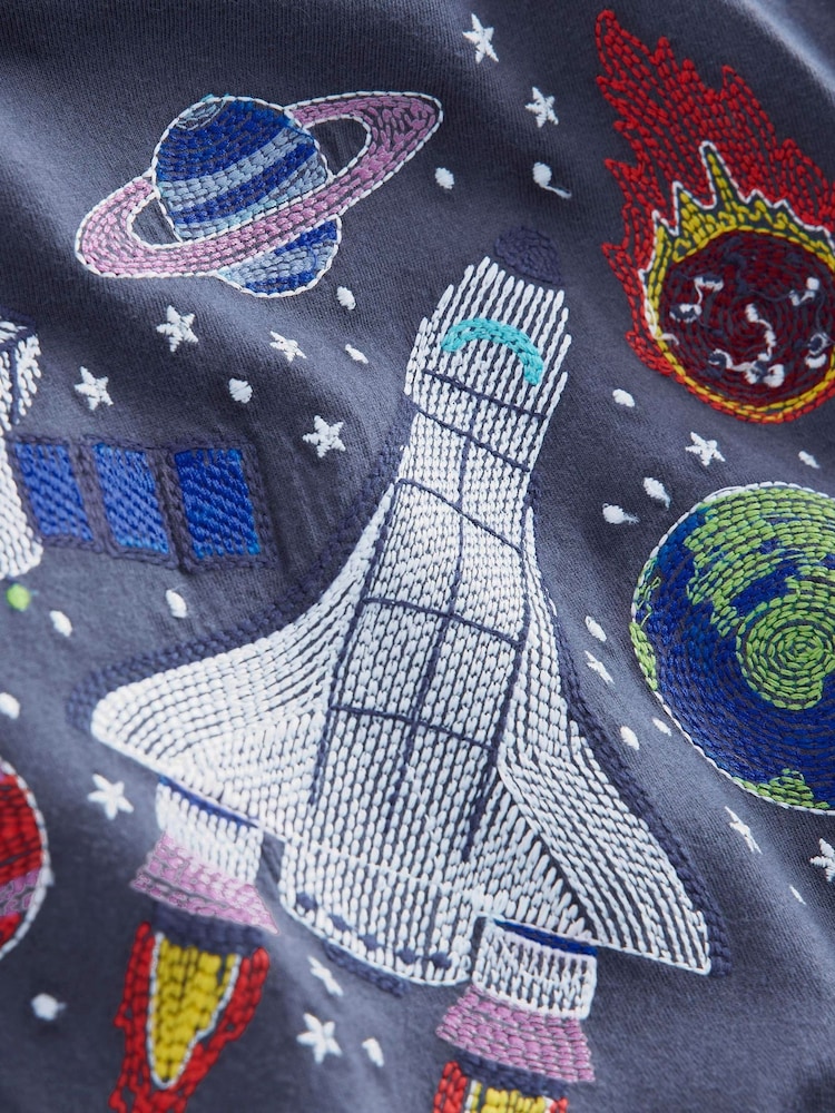 Boden Blue Space Glow Superstitch 100% Cotton T-Shirt - Image 4 of 4