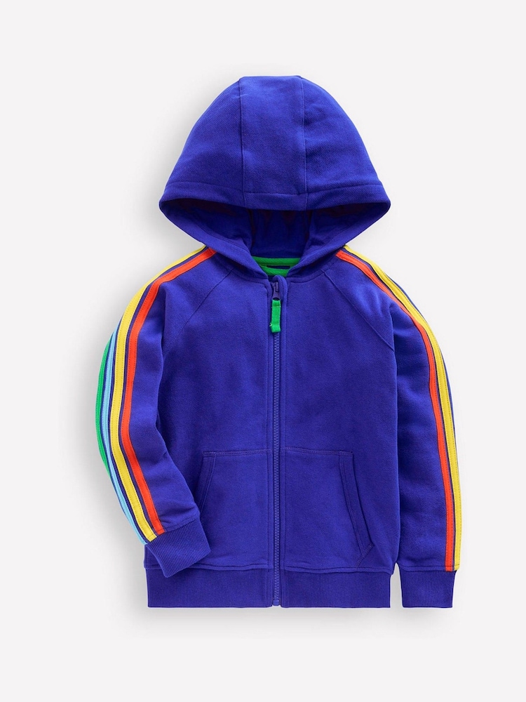 Boden Blue Rainbow Zip-Up 100% Cotton Hoodie - Image 1 of 3 Boden Blue Rainbow Zip-Up 100% Cotton Hoodie - Image 1 of 3