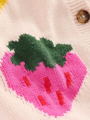 Boden Cream Strawberry Print Fun V-Neck Cardigan - Image 4 of 4