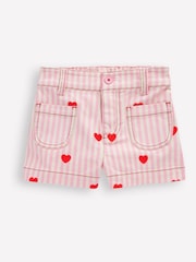 Boden Pink Hearts Patch Pocket Shorts - Image 1 of 3