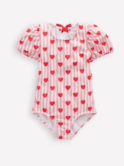 Boden Pink Hearts Sandy Puff Sleeve Swimsuit - Image 1 of 3