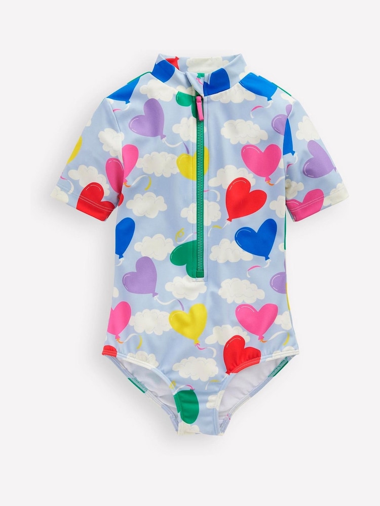 Boden Blue Hearts Short-sleeved Swimsuit - Image 1 of 3