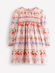 Boden Pink Bess Cosy Smocked 100% Cotton Dress - Image 1 of 4