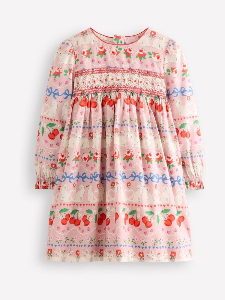 Boden Pink Bess Cosy Smocked 100% Cotton Dress - Image 1 of 4 Boden Pink Bess Cosy Smocked 100% Cotton Dress - Image 1 of 4