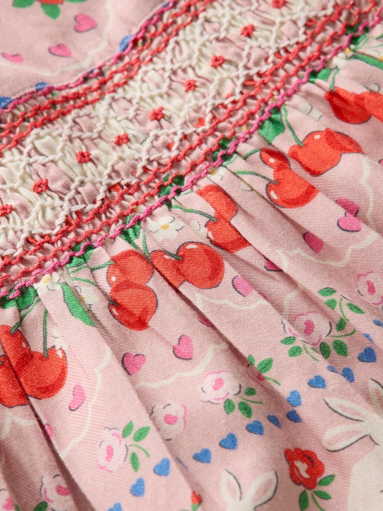 Boden Pink Bess Cosy Smocked 100% Cotton Dress - Image 4 of 4 Boden Pink Bess Cosy Smocked 100% Cotton Dress - Image 4 of 4