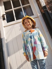 Boden Blue Long Sleeve 100% Cotton Printed Tunic - Image 1 of 4