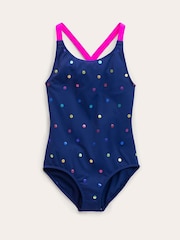 Boden Blue Cross Back Printed Swimsuit - Image 1 of 3