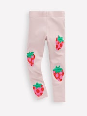 Boden Pink Strawberry Appliqué Leggings - Image 1 of 3