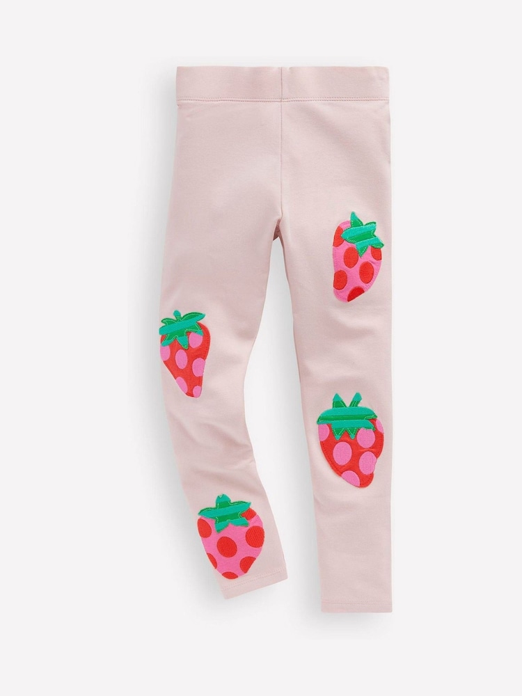 Boden Pink Strawberry Appliqué Leggings - Image 1 of 3