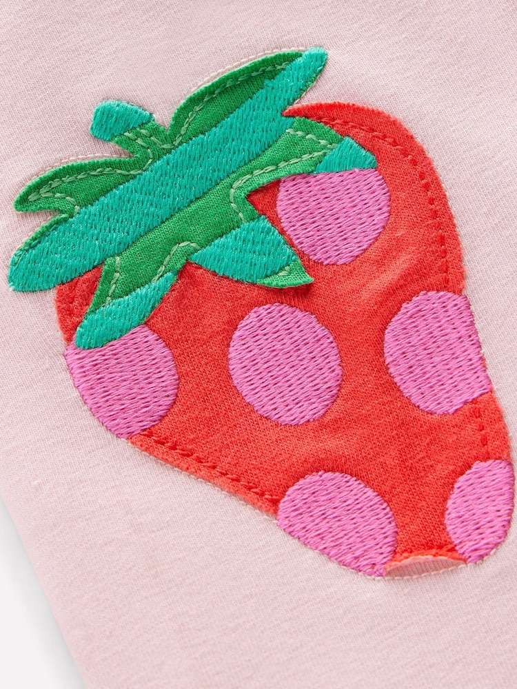 Boden Pink Strawberry Appliqué Leggings - Image 3 of 3