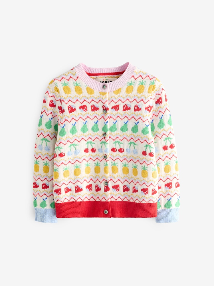 Boden Red Fruit Edie Fairisle Pattern Cardigan - Image 3 of 4
