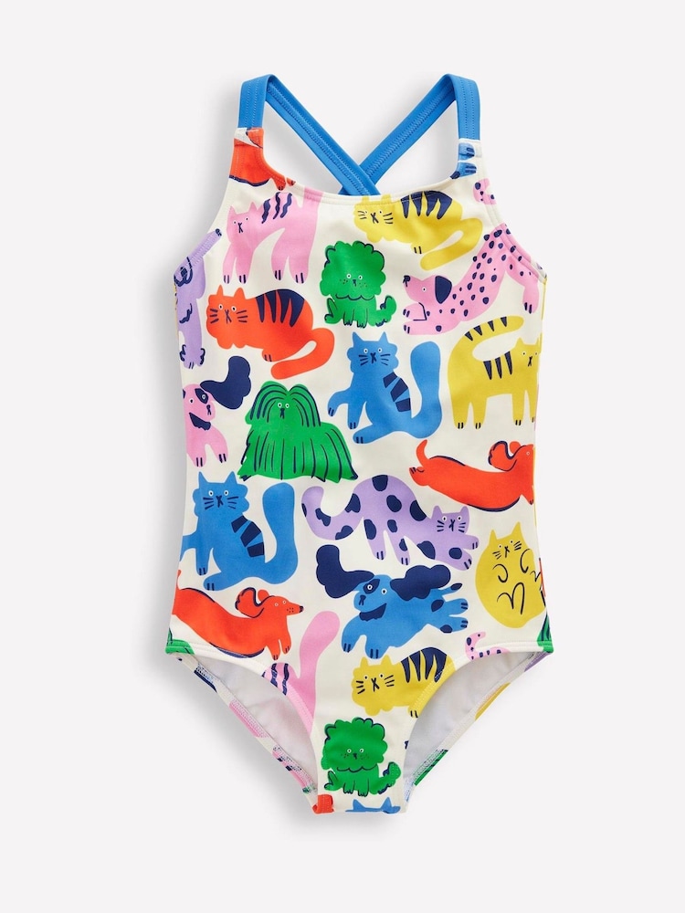 Boden Cream Cross Back Printed Swimsuit - Image 1 of 3