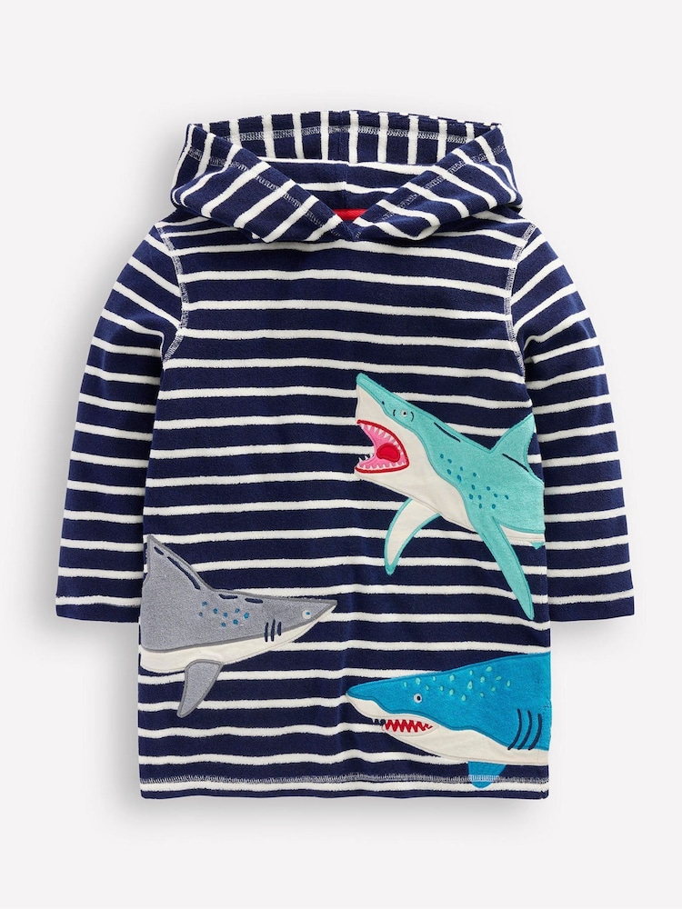 Boden Blue Appliqué Towelling Throw-on Coverup - Image 2 of 4