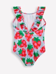 Boden Blue/Pink Strawberry Hallie Frill Strap Swimsuit - Image 2 of 3