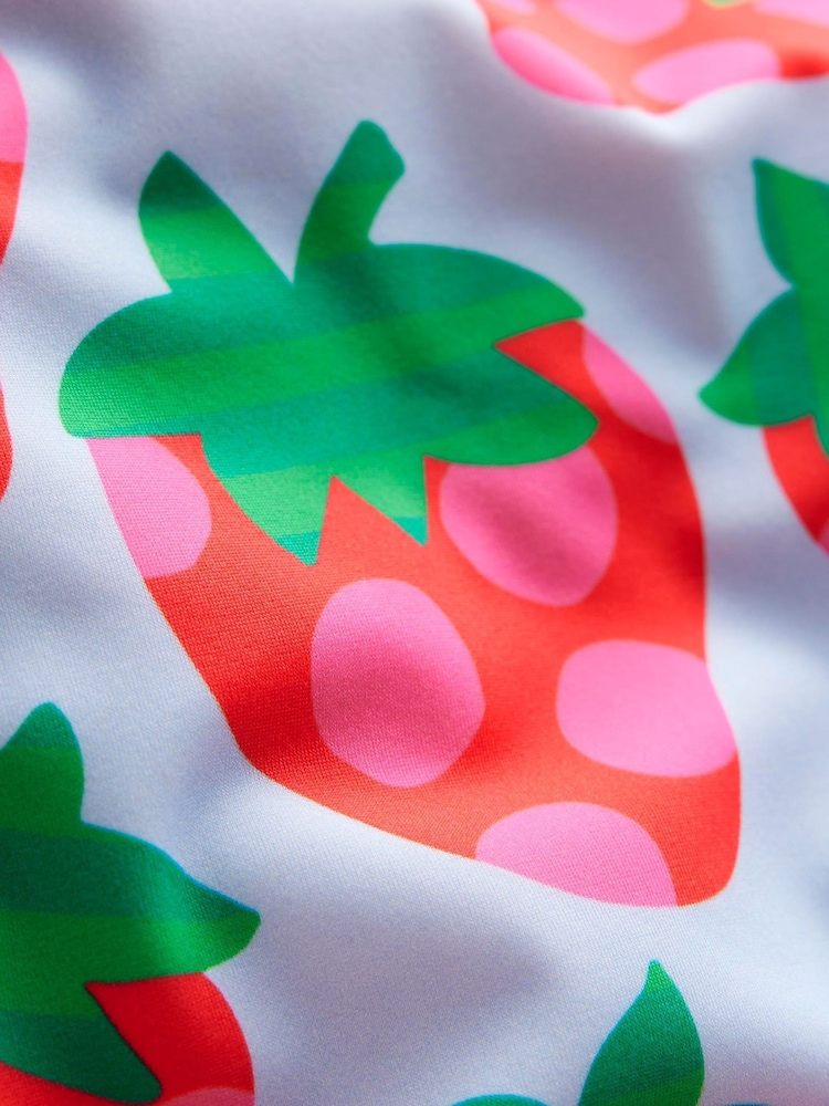 Boden Blue/Pink Strawberry Hallie Frill Strap Swimsuit - Image 3 of 3