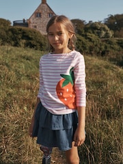 Boden White/Pink Strawberry 100% Cotton Ella Breton T-Shirt - Image 1 of 4