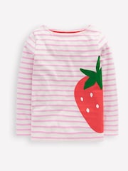 Boden White/Pink Strawberry 100% Cotton Ella Breton T-Shirt - Image 2 of 4
